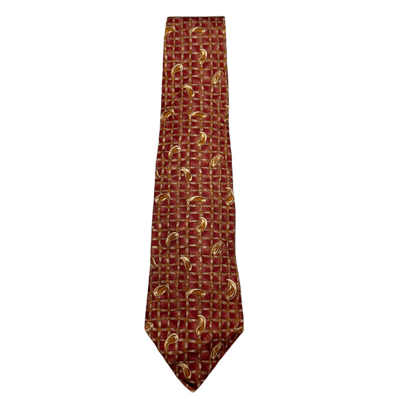 Bugatti‎ 100% Silk Dress Tie Made in Italy Plaid & Paisley Pattern 58" 3.75" - Picture 4 of 10
